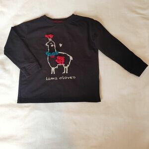 Black Long Sleeve Shirt with Llama Design